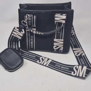 Steve Madden Black Canvas Crossbody Bag